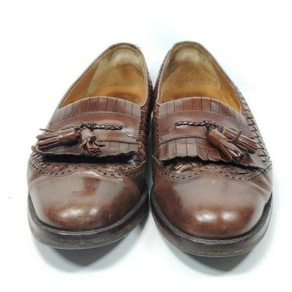 Mezlan Alicante Kiltie Tassel Woven Loafers Men's Size 9 Brown Leather - Picture 3 of 8